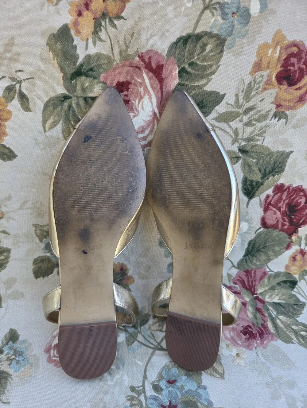 J.Crew Metallic Gold Pointed-Toe Slingback Flats Women's 9